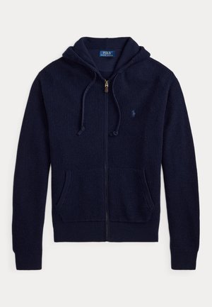 Polo Ralph Lauren, WAFFLE-KNIT WOOL-COTTON HOODED SWEATER - Chaqueta de punto - hunter navy