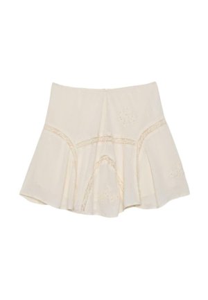 Stradivarius, EMBROIDERED GODET MINI SKIRT - Jupe trapèze - white