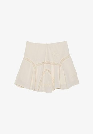 Stradivarius, EMBROIDERED GODET MINI SKIRT - Jupe trapèze - white