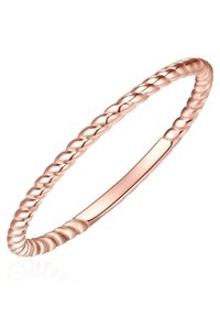 Rózsaarany csavarodott karkötő sima, fényes felülettel. Karcsú kialakítása fonott mintával rendelkezik, és lapos oldala a kényelem érdekében készült.