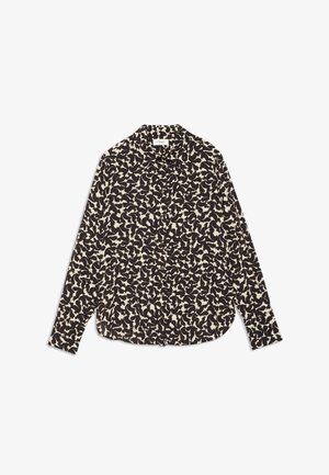 Košulja dugih rukava s apstraktnim uzorkom u crnoj i krem boji, klasičnog ovratnika i zatvaranjem na dugmad. Izrađena od lagane tkanine.