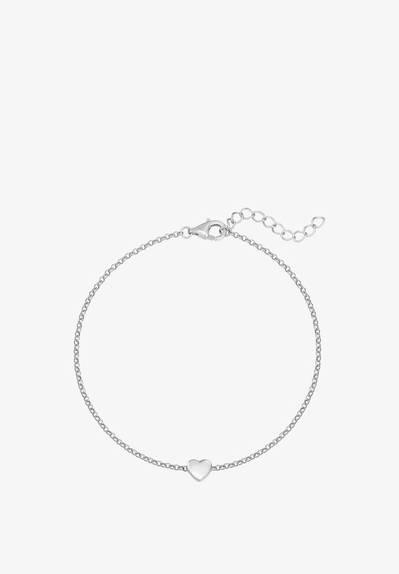 Hõbedane käevõru koos peene kett ja väikese südamekaelakeediga. Varustatud homaariklambriga ja reguleeritavate linkidega suuruse varieerimise jaoks.