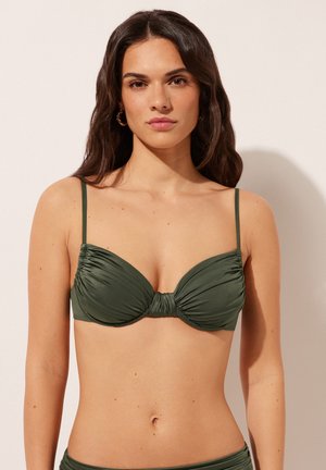 Calzedonia, BALCONETTE SHINY SATIN - Bikinitop - dark green