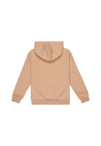 Sudadera en beige claro, con capucha, mangas largas, puños y dobladillo acanalados, con una textura suave y un diseño sencillo y sólido.