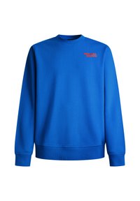 Blauwe sweatshirt van een katoenmengsel, voorzien van een ronde hals, ribgebreide manchetten en zoom, met een rood "RED BULL RACING" logo op de borst.