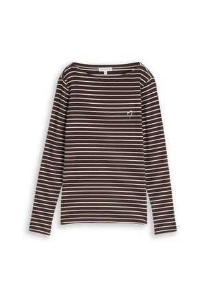 TOM TAILOR, TOM TAILOR T-SHIRT LANGARMSHIRT MIT STREIFENMUSTER - Langarmshirt - brown white stripe