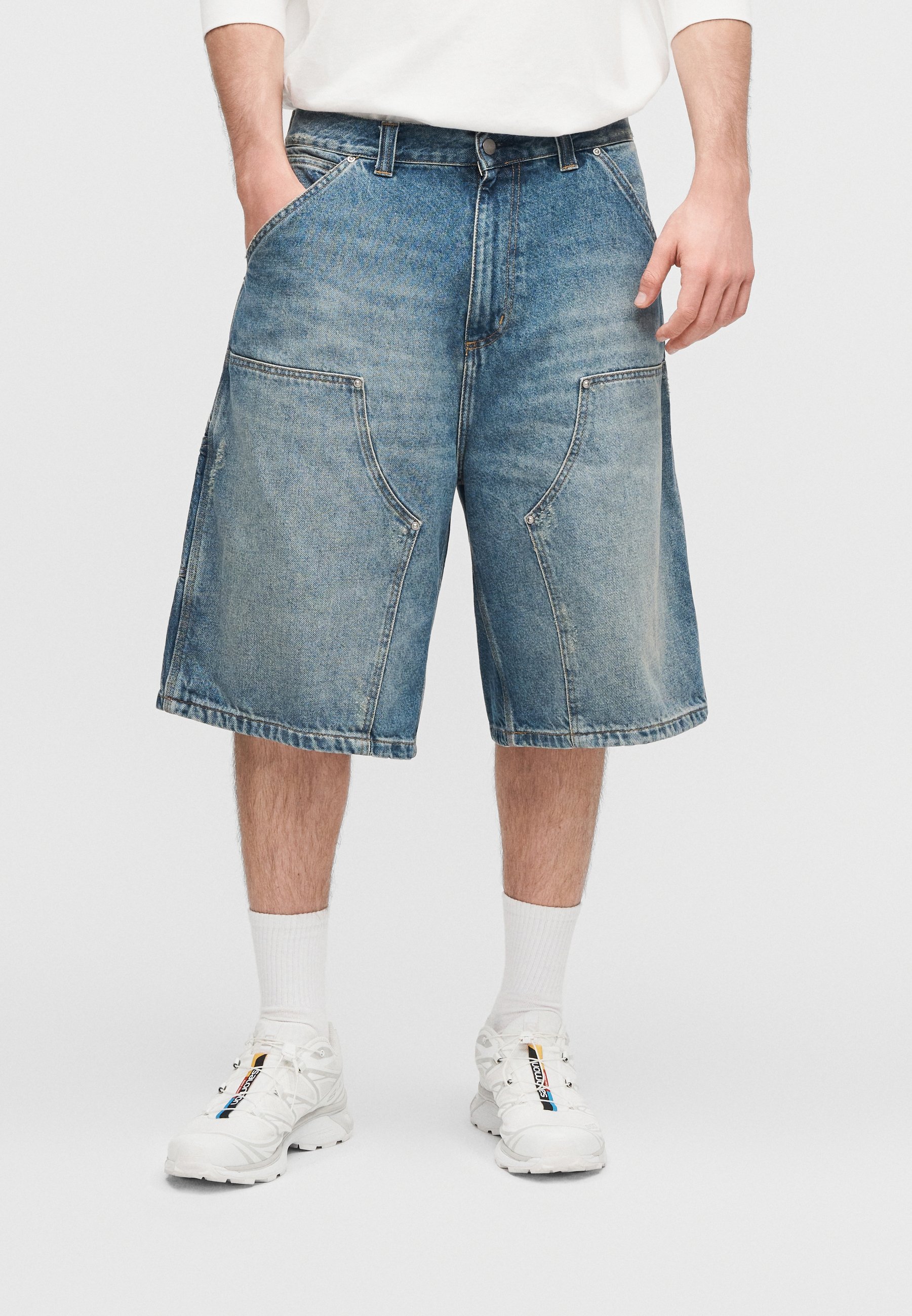 Carhartt WIP ADEN DOUBLE KNEE BRADENTON - Jeansshort - blue grind