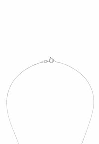 Collar de plata con una cadena fina y delicada, que presenta un cierre redondo. El diseño es minimalista, con un acabado suave y pulido.