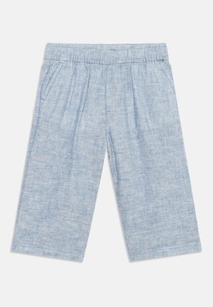 Pantaloni color azzurro chiaro a gamba larga per bambini piccoli, con vita elastica e tasche laterali, realizzati con tessuto morbido e traspirante.