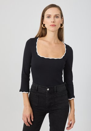 T-shirt à manches longues - black with egret scallop