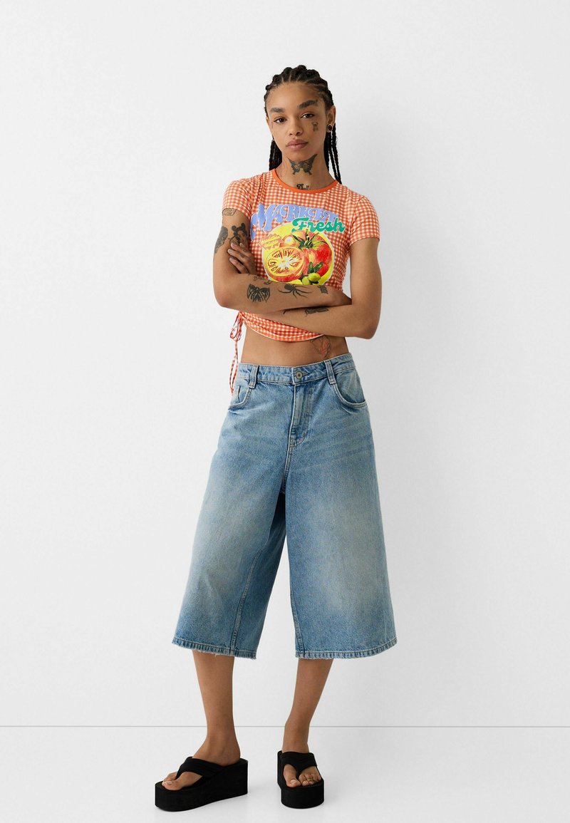 Bershka T-shirt print lichtrood