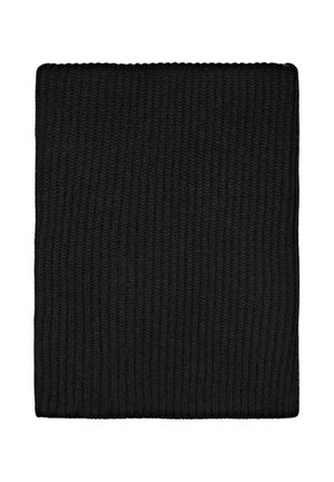 Zwarte gebreide beanie met een geribd patroon, met een traditionele vorm en uniforme kleur, ontworpen voor warmte en comfort.