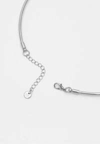 Strieborný náhrdelník s reťazou a nastaviteľným predlžovačom a klipom v tvare homára na bielom pozadí.