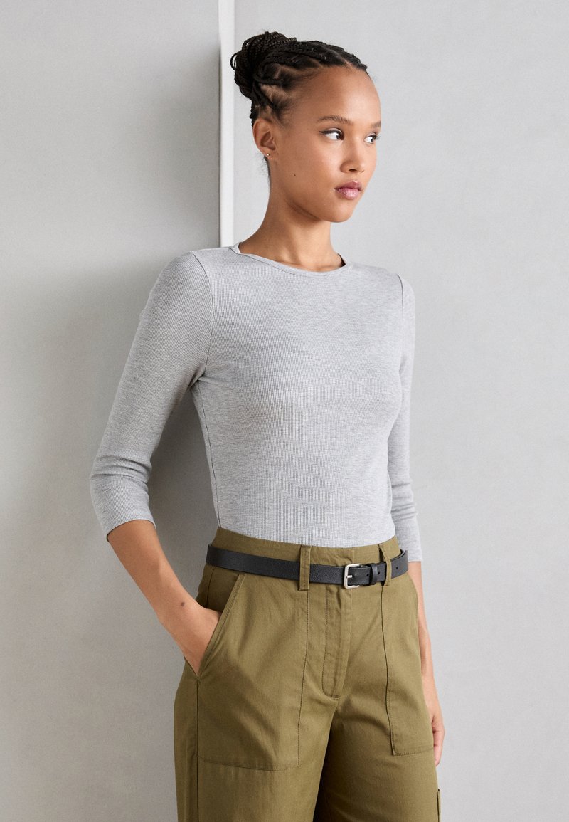 Marc O'Polo 3/4 SLEEVE FINE BINDING AT NECK - Långärmad tröja - soft stone melange