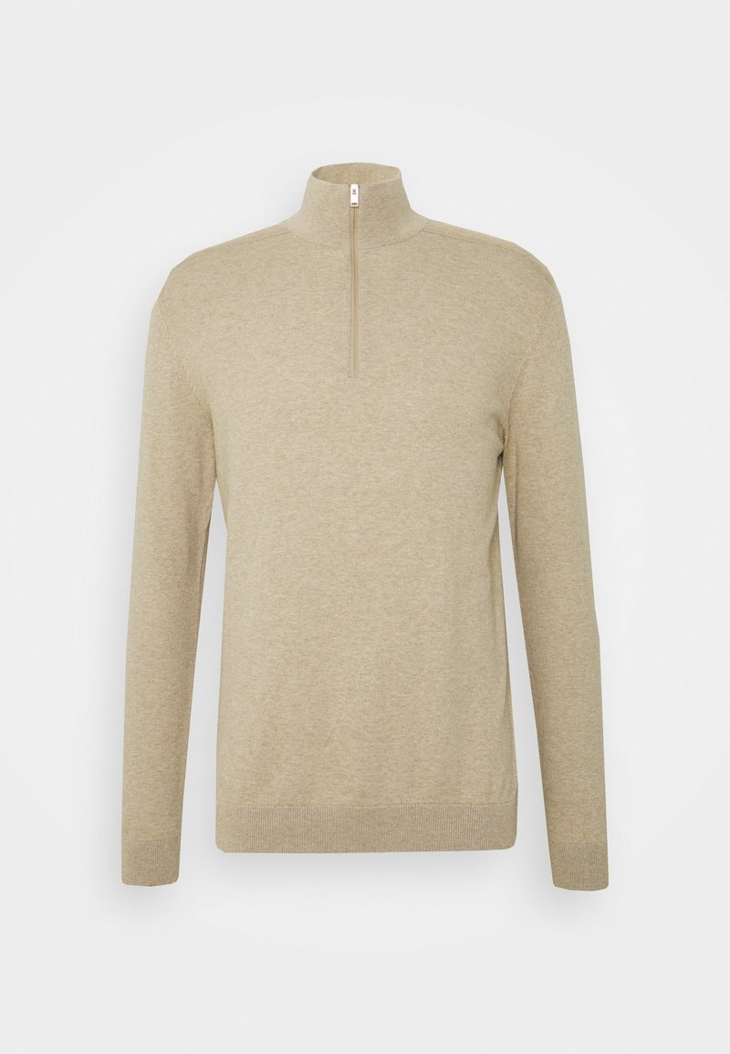 Selected Homme SLHBERG HALF ZIP - Jumper - kelp melange/beige