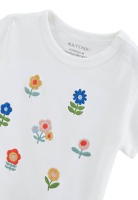Monoprix MANCHES COURTES BRODÉ - T-shirt imprimé - ecru