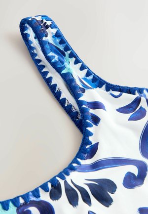 Next, REGULAR FIT WIRED SCOOP NECK TUMMY CONTROL  - Ujumistrikoo - blue white floral