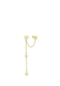 Boucles d'oreilles en ton or avec un design en maillons de chaîne, comportant trois accents en forme d'étoile sertis de pierres précieuses transparentes.