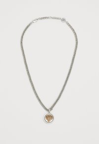 TIGER EMBOSSED COIN PENDANT CHAIN NECKLACE UNISEX - Ketting - silver-coloured