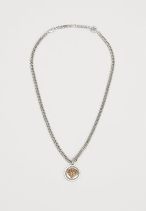 TIGER EMBOSSED COIN PENDANT CHAIN NECKLACE UNISEX - Halskette - silver-coloured