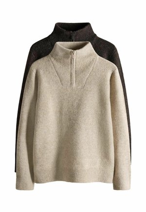 REGULAR FIT - 2 PACK ZIP NECK - Jumper - grey brown