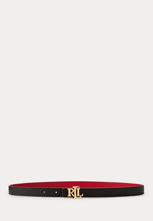 LOGO REVERSIBLE PEBBLED SKINNY BELT - Cintura - black/festive red