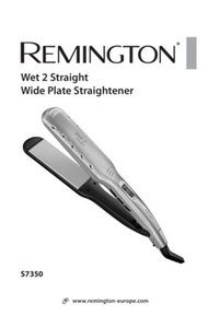 Remington Wet 2 Straight rettetang i sølv med brede svarte keramiske plater, med kontrollknapper på håndtaket og et buet design.