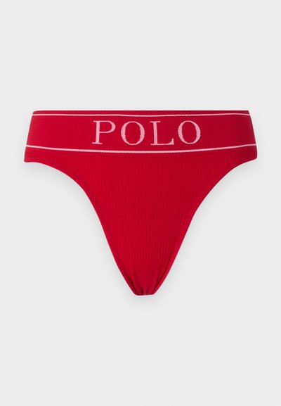 Κόκκινο ριγέ στρινγκ με ροζ λογότυπο "POLO" στην ελαστική ζώνη απο τη μέση, που διαθέτει μινιμαλιστικό σχέδιο και ελαστική ταινία για άνεση.