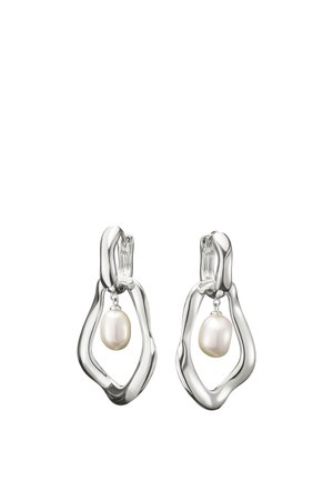 MIT PERLEN-NATURAL BEAUTY - Ohrringe - silberfarben/weiß