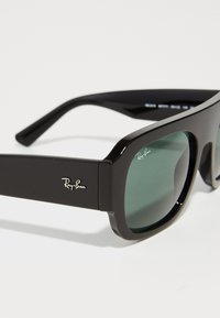 Mustad mustad prillid roheline objektiiviga, valmistatud plastikust. Omab paksu raamiga ning käepidemetega, küljes on hõbedane Ray-Ban logo.
