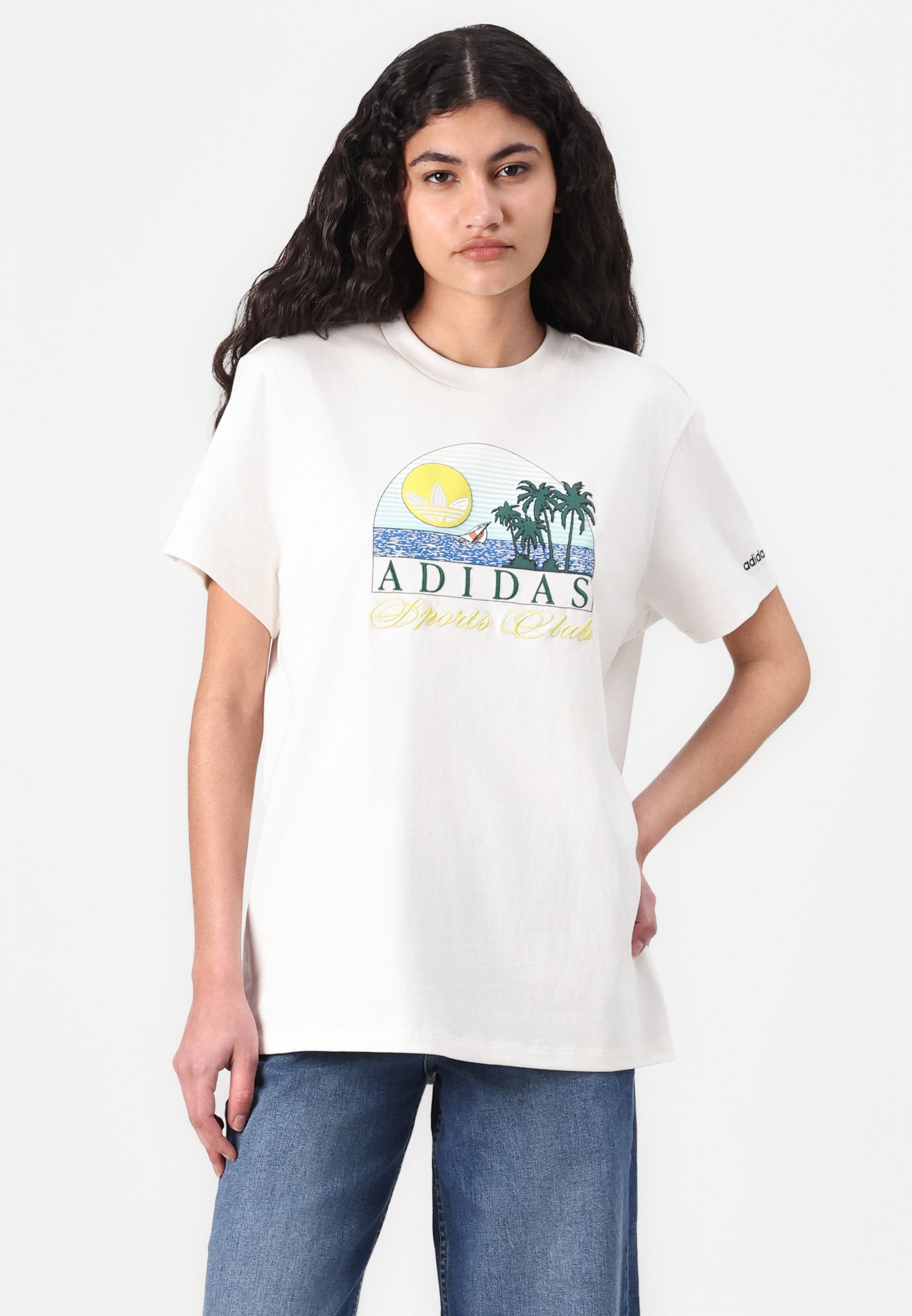 売れ筋商品|||アディダスオリジナルス Tシャツ レディース トップス  CLUB TEE - Print T-shirt - cloud white adidas Originals ISLAND CLUB TEE - Print T-shirt - cloud