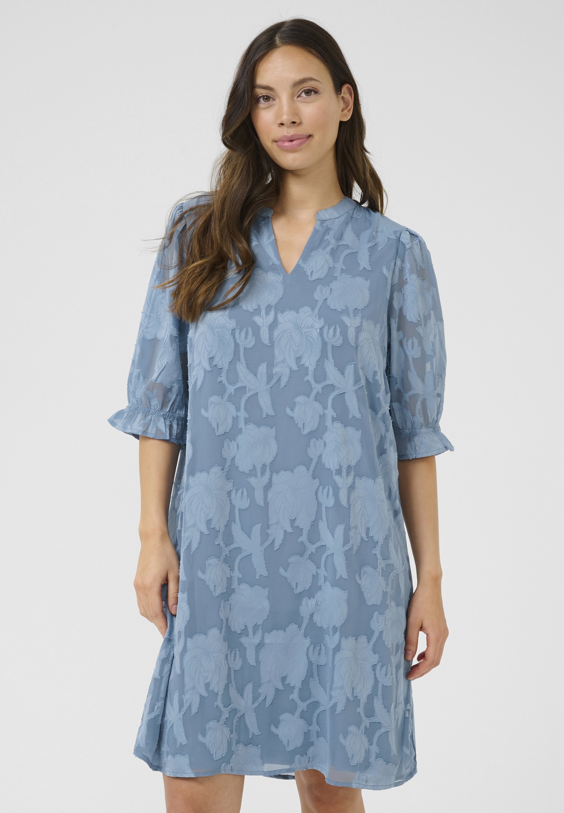 blue maxi flowy dress Silk-Blend Floral Maxi Dress