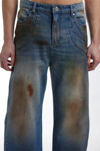 FAVELA CUTLINE UNISEX - Løst sittende jeans - blue dirt washed