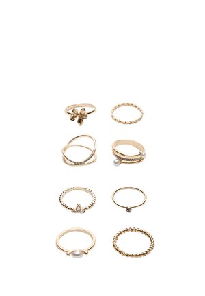 PACK OF 8 RHINESTONE - Ring - gold-coloured