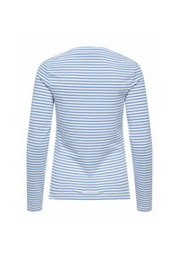 Langærmet top med vandrette blå og hvide striber, rund halsudskæring og en tætsiddende pasform i blødt bomuldsstof.