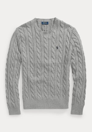 CABLE-KNIT COTTON SWEATER - Vesta - fawn grey heather