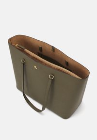 Lauren Ralph Lauren CROSSHATCH LEATHER LARGE KARLY TOTE - Kandekott - olive