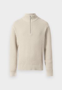 SLHTOM STRUCTURE HALF ZIP - Svetrík - oatmeal