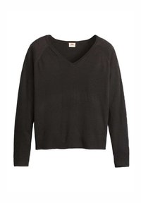 Maglione grigio scuro a maniche lunghe con scollatura a V, orlo a costine e vestibilità leggermente rilassata. Realizzato in un morbido tessuto lavorato a maglia.