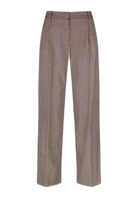 Bruna rutiga byxor med en skräddarsydd design, som har hög midja, veck och raka ben för en strukturerad silhuett.