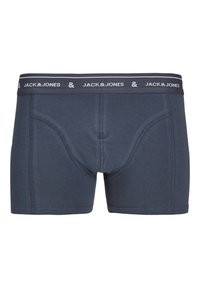 Tmavomodré boxerky z mäkkej tkaniny s hrubým elastickým pásom s opakujúcim sa bielym logom.