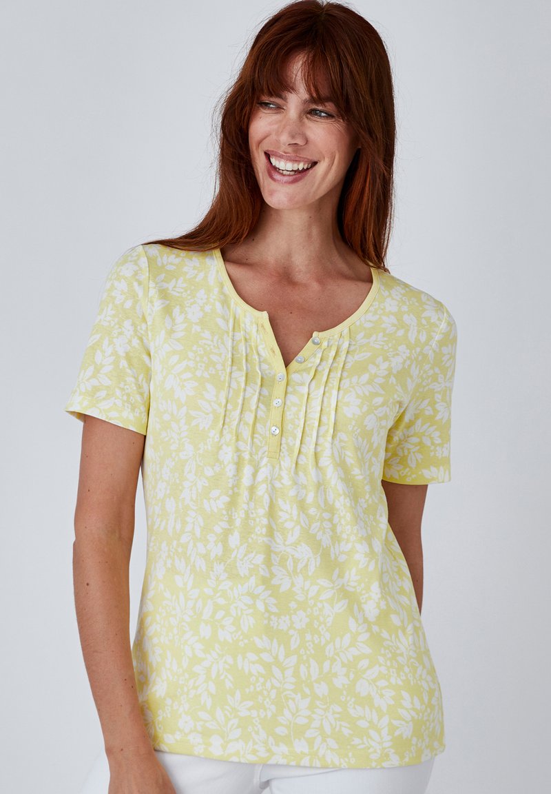 Damart COL TUNISIEN - Camiseta estampada - jaune fleuri