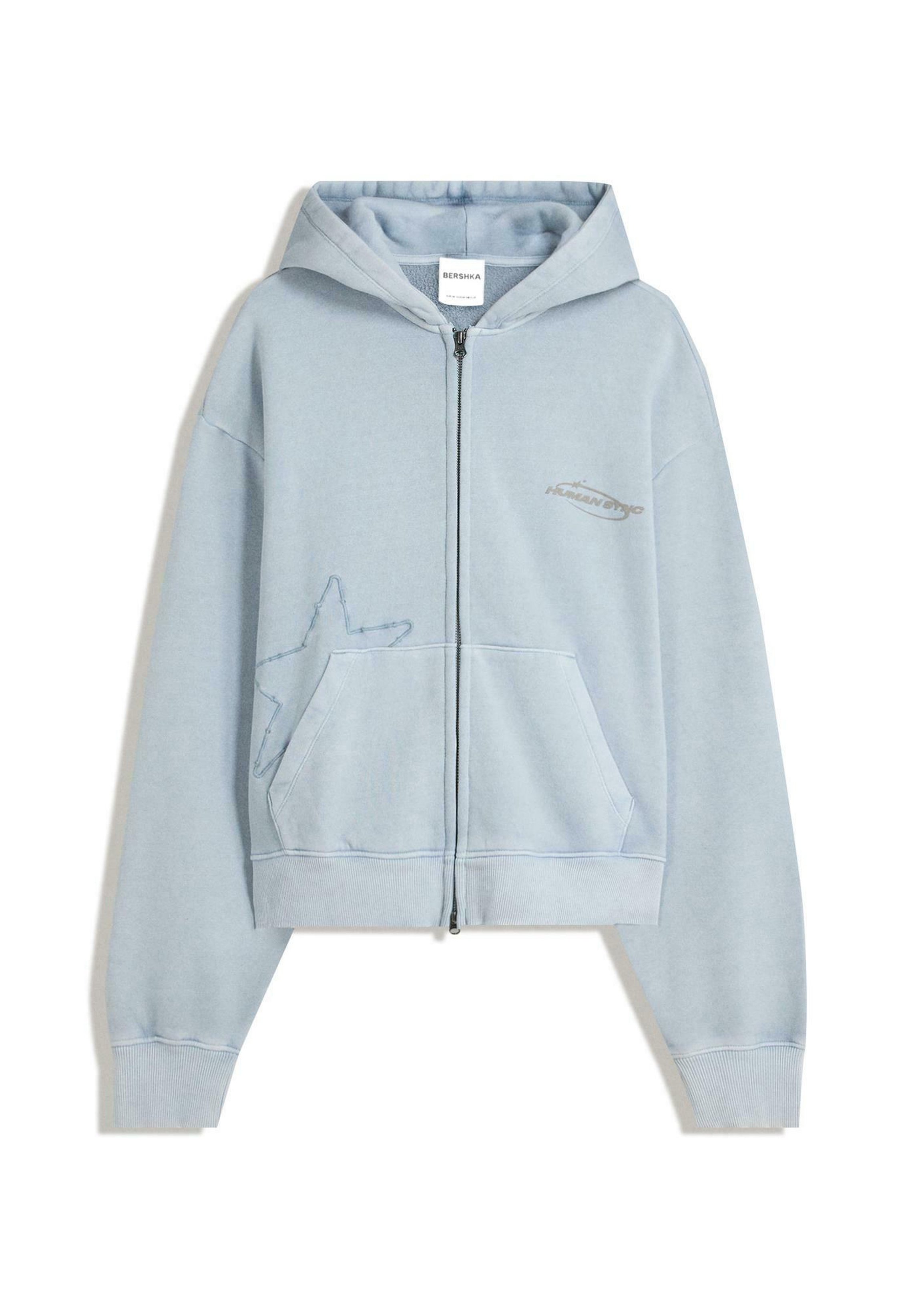 Bershka CROPPED - Sweat zippé - light blue/bleu clair