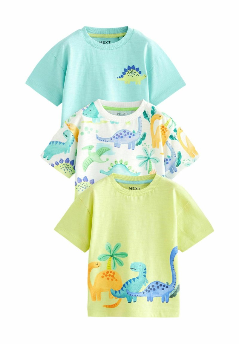 Next SHORT SLEEVE CHARACTER 3 PACK - Triko s potiskem - blue yellow dinosaur