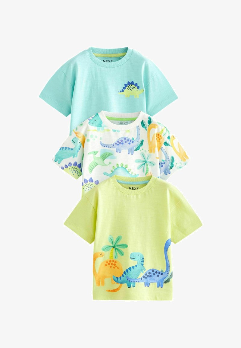 Next SHORT SLEEVE CHARACTER 3 PACK - T-shirts print - blue yellow dinosaur
