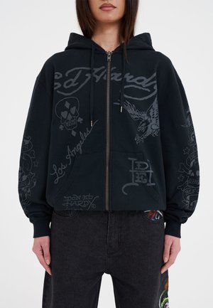DEATH-BEFORE MONO  - Zip-up sweatshirt - black