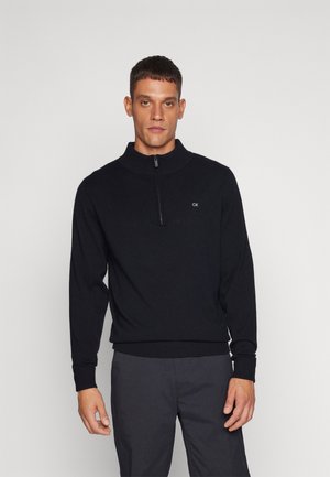 CASHMERE MIX 1/4 ZIP SWEATER - Stickad tröja - black