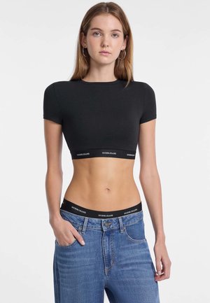 CROPPED LOGOSTREIFEN - Débardeur - schwarz