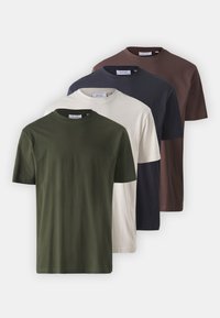 ONSFRED TEE 4 PACK - Basic T-shirt - silver lining/hot fudge/dark navy/rosin