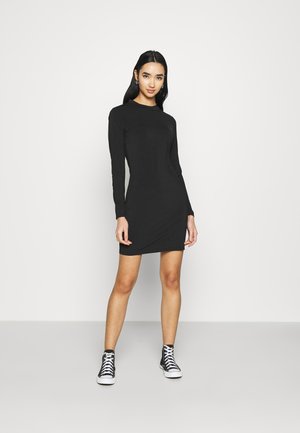 Mini high neck long sleeves bodycon dress - Pouzdrové šaty - black